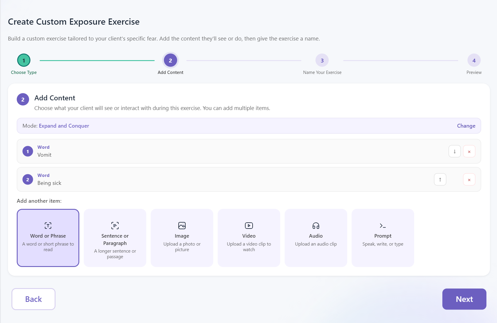 Custom exposure exercises