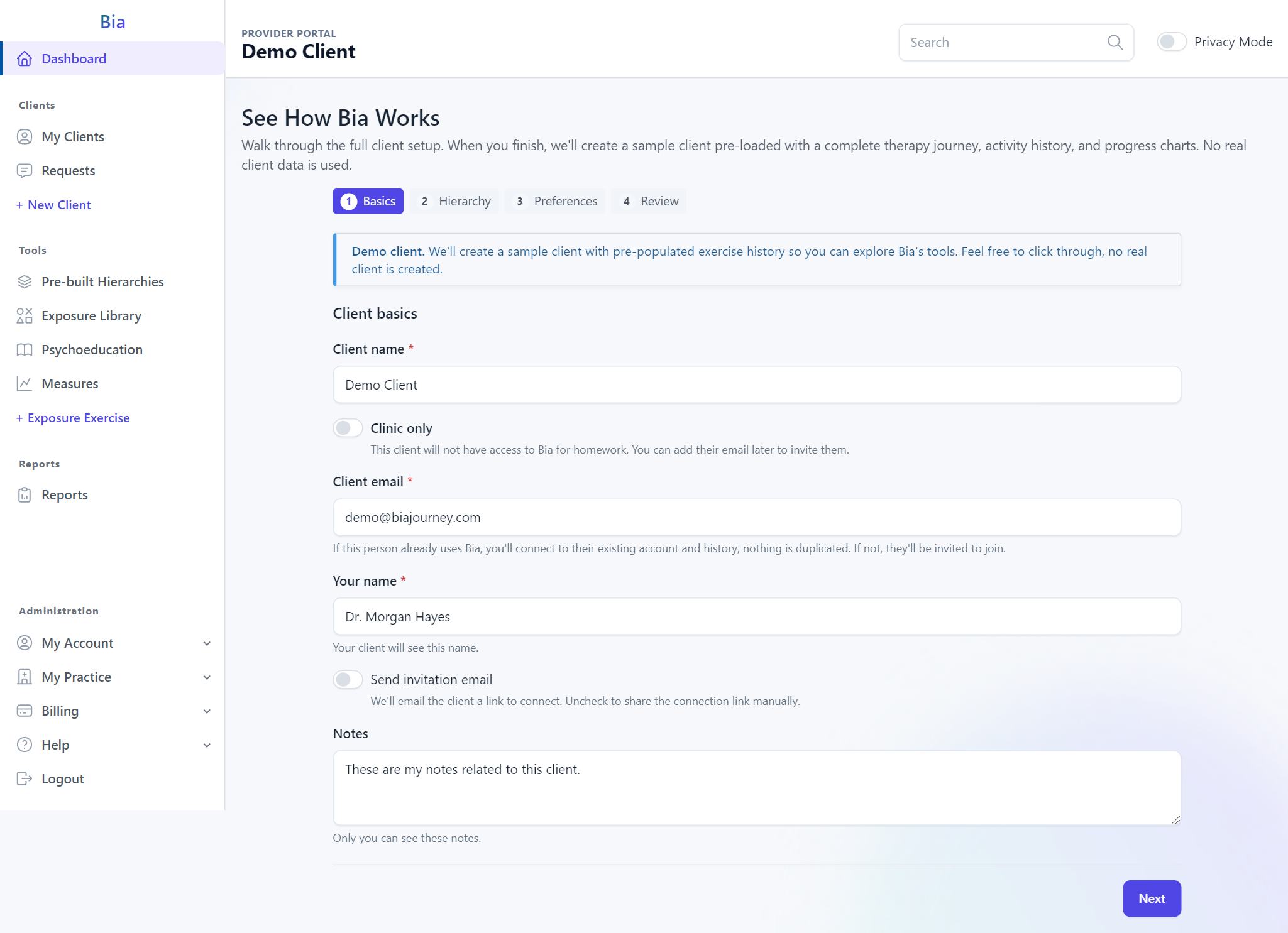 The demo client