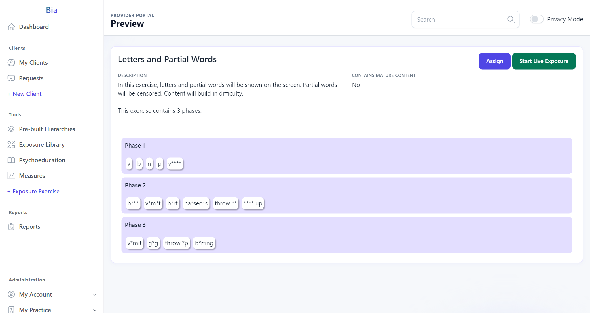 Previewing exercises