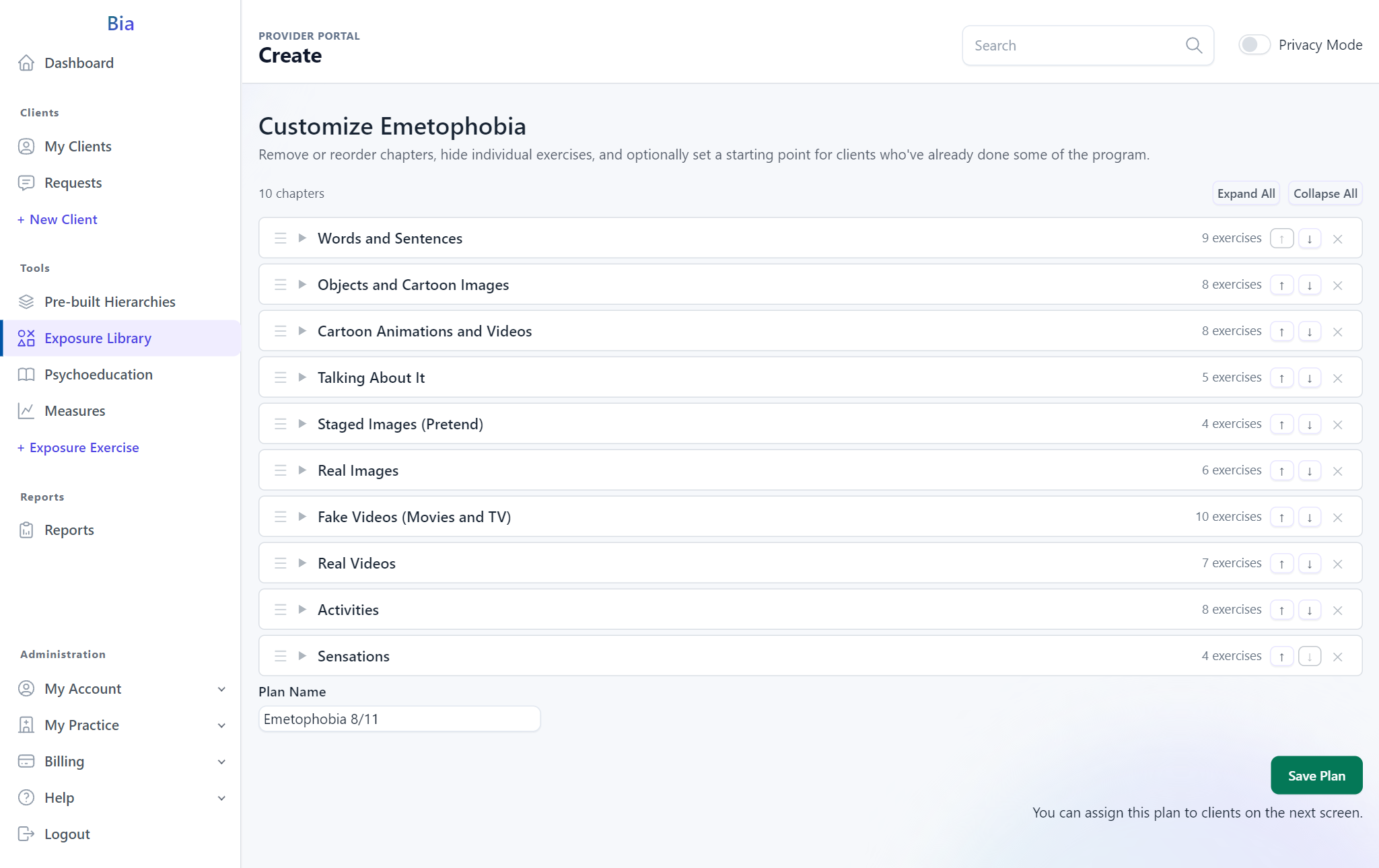 Custom exposure plans