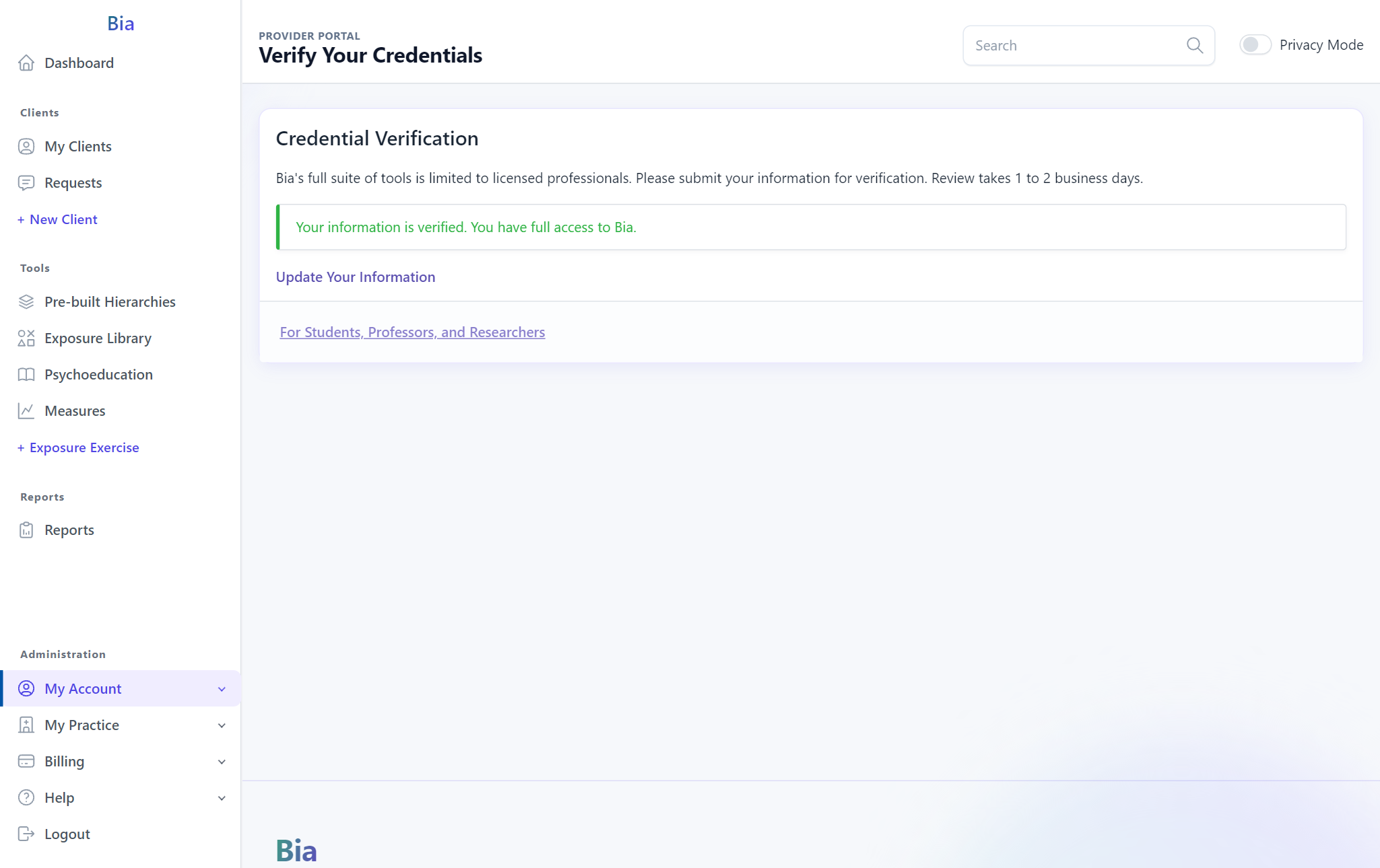 Credential verification