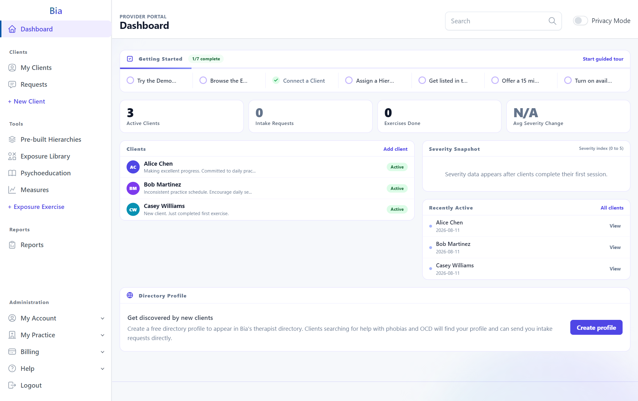Bia dashboard
